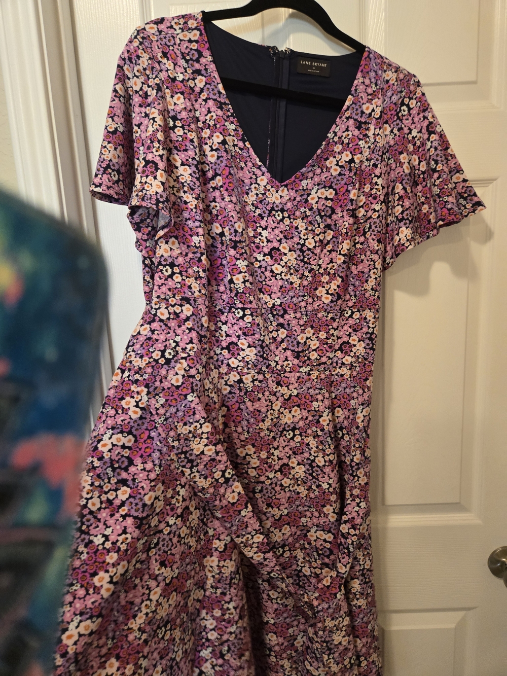 Lane Bryant Purple Floral V-Neck Midi Dress - Picture 7 of 10